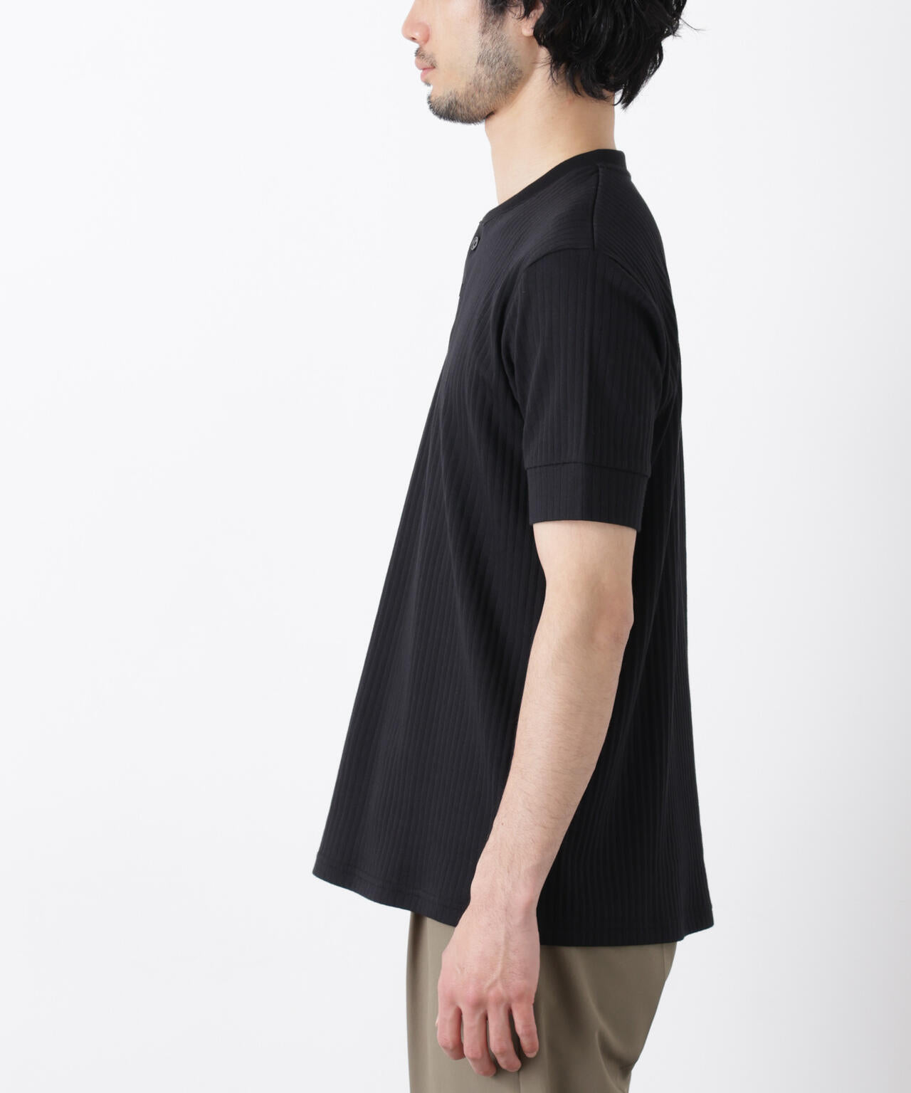 ワイドリブスタンダードヘンリーネックTシャツ 半袖 6726124214