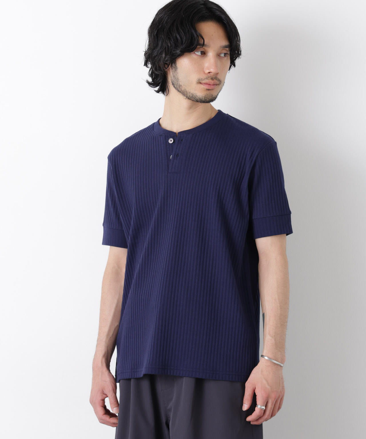 ワイドリブスタンダードヘンリーネックTシャツ 半袖 6726124214