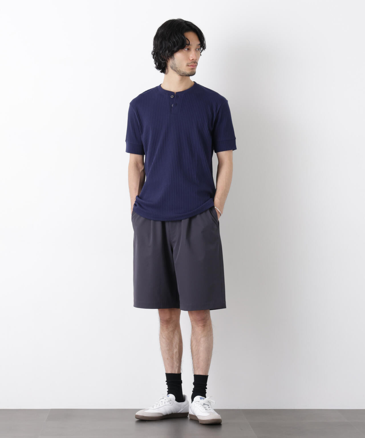 ワイドリブスタンダードヘンリーネックTシャツ 半袖 6726124214