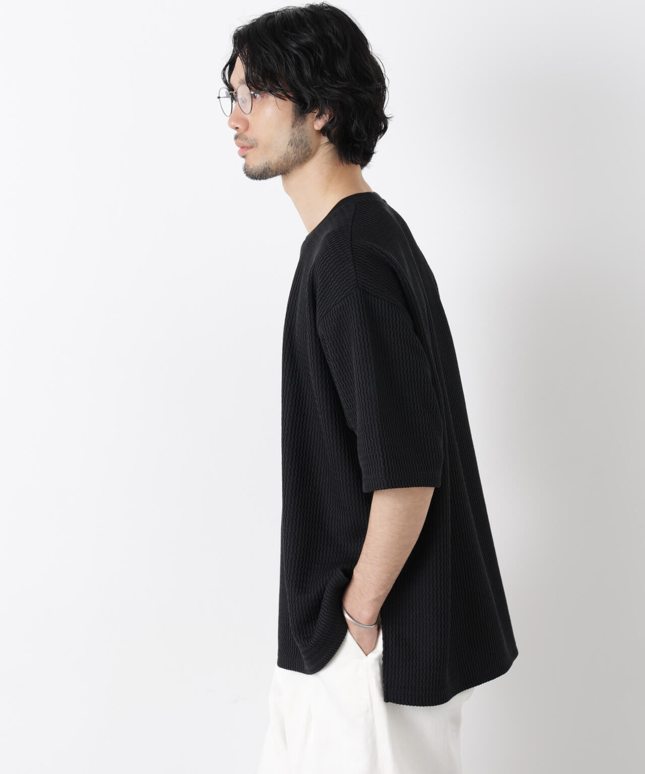 ジャガードニットソーTシャツ 半袖（セットアップ可） 6726124218