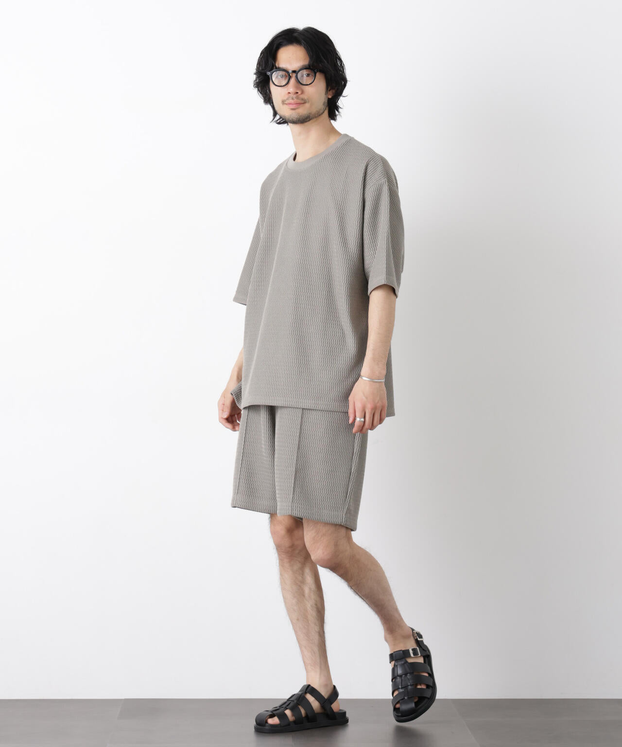 ジャガードニットソーTシャツ 半袖（セットアップ可） 6726124218