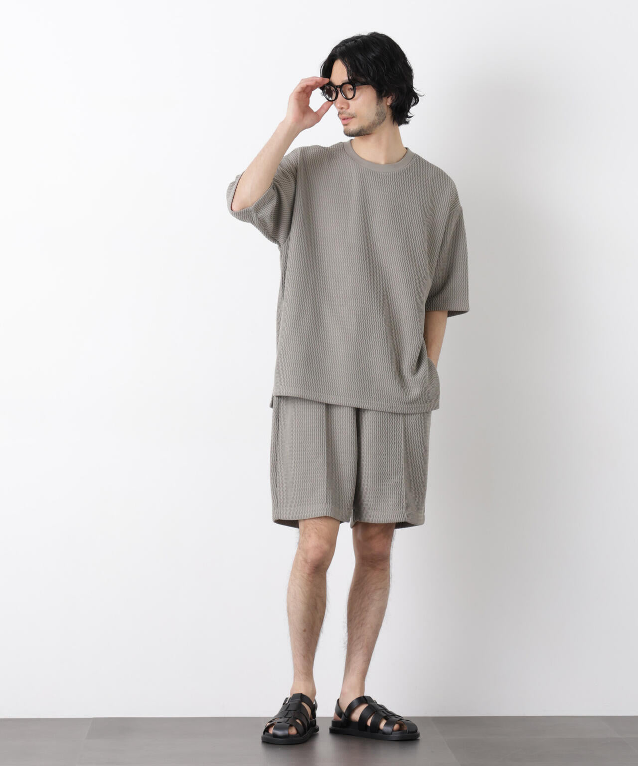 ジャガードニットソーTシャツ 半袖（セットアップ可） 6726124218