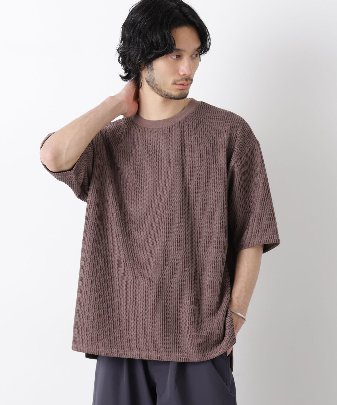 ジャガードニットソーTシャツ 半袖（セットアップ可）