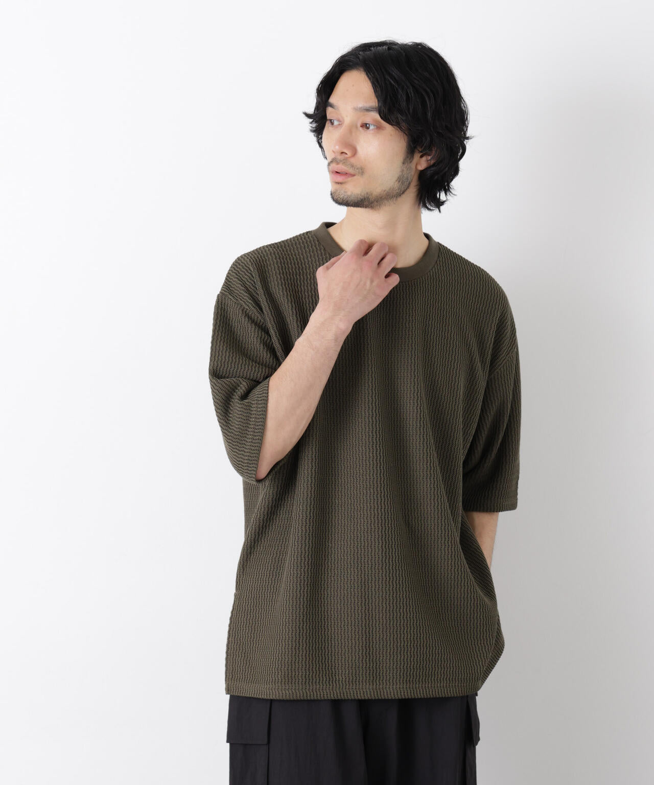 ジャガードニットソーTシャツ 半袖（セットアップ可）