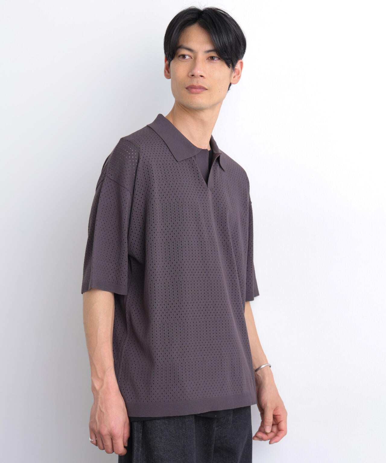 WEB限定/スキッパーテックニットポロシャツ/半袖 6726124219