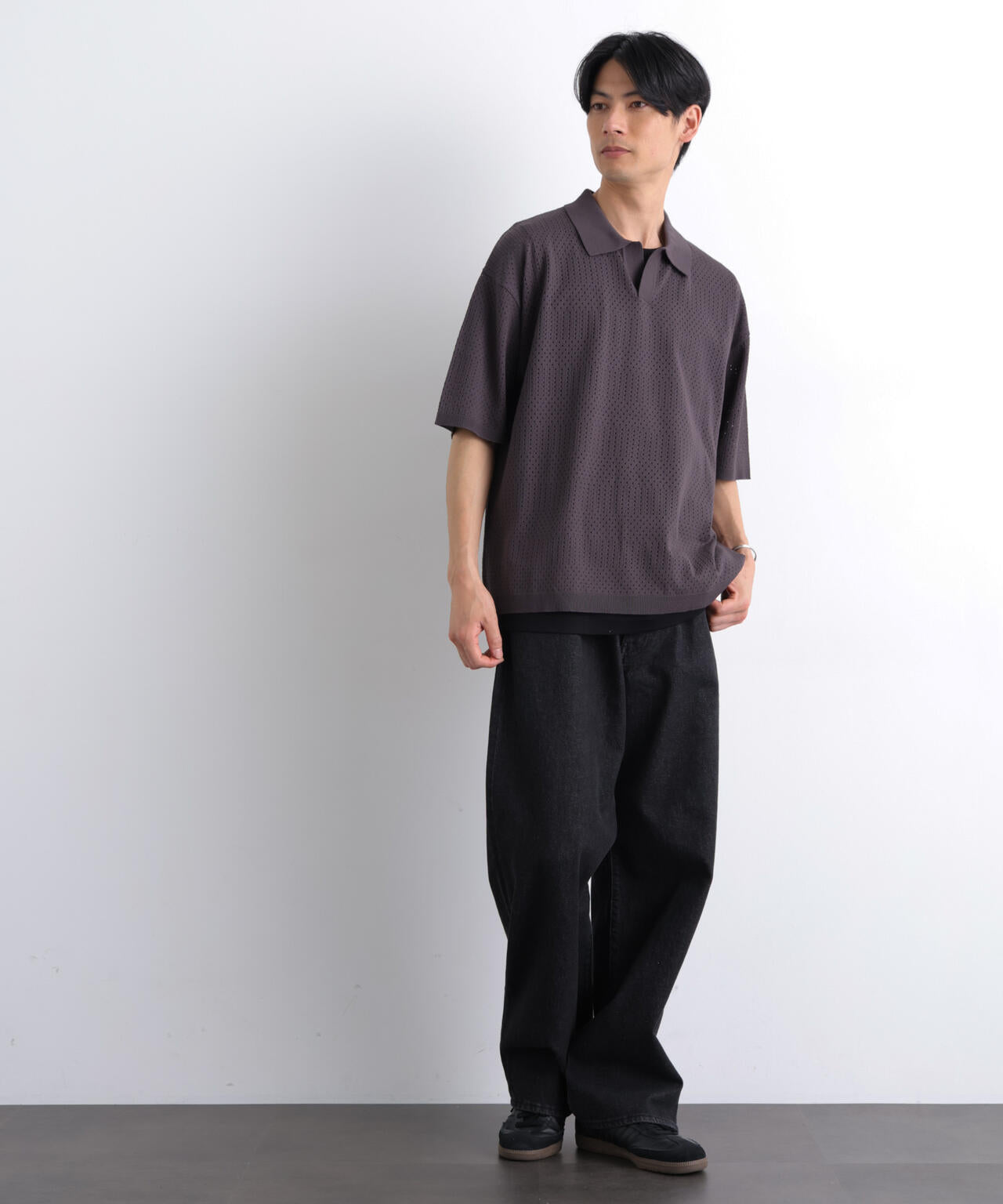 WEB限定/スキッパーテックニットポロシャツ/半袖 6726124219