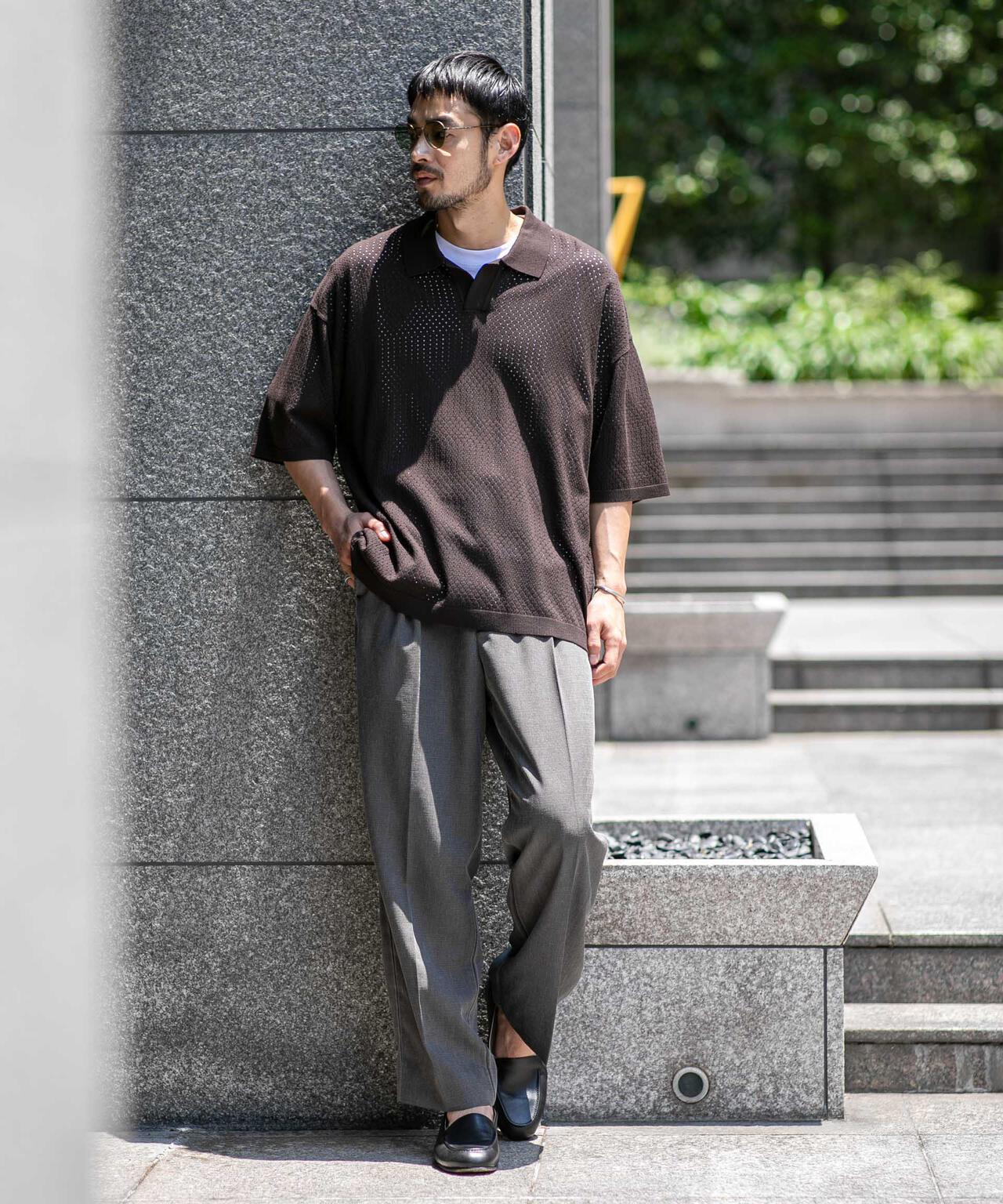 WEB限定/スキッパーテックニットポロシャツ/半袖 6726124219