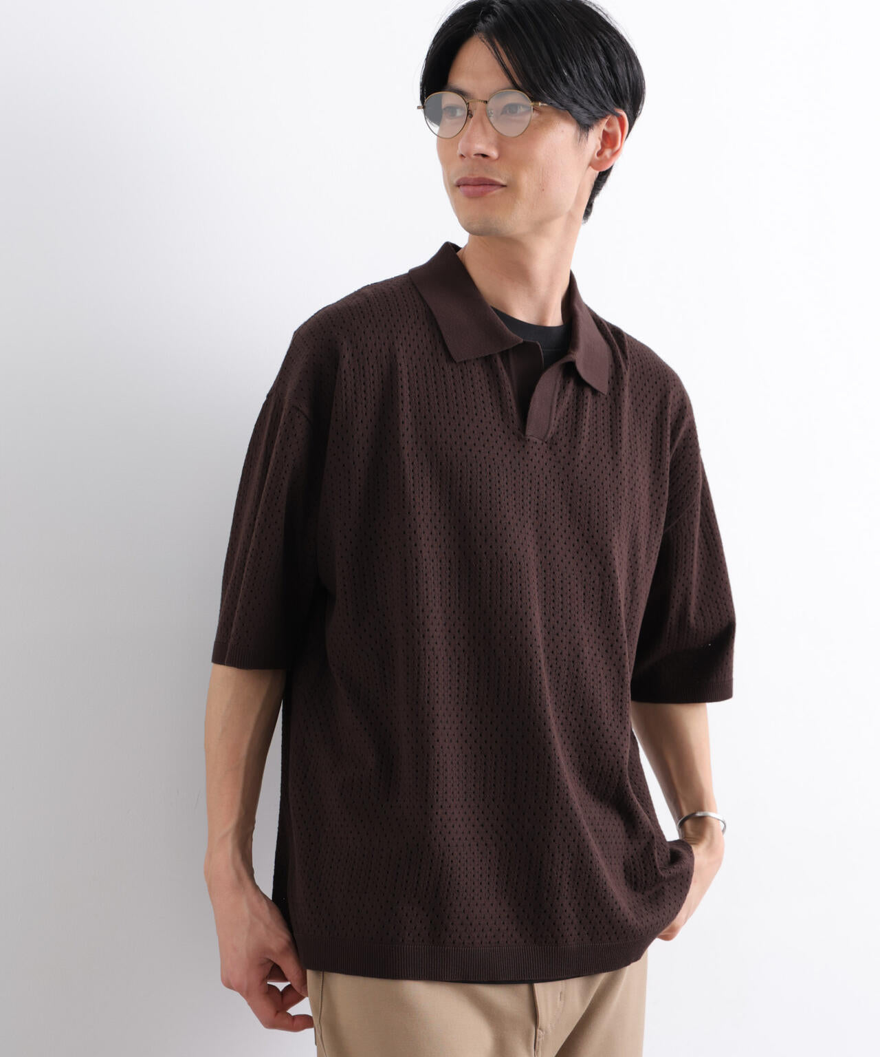 WEB限定/スキッパーテックニットポロシャツ/半袖 6726124219