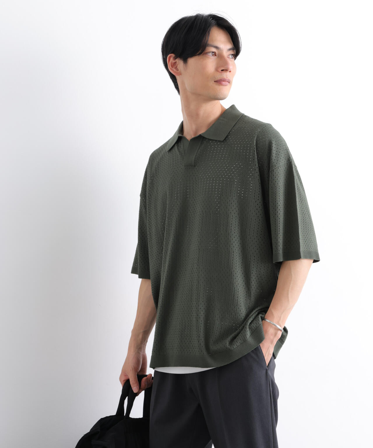 WEB限定/スキッパーテックニットポロシャツ/半袖 6726124219