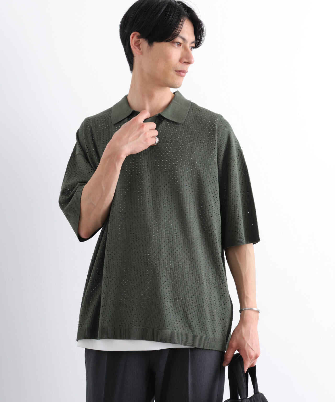 WEB限定/スキッパーテックニットポロシャツ/半袖 6726124219