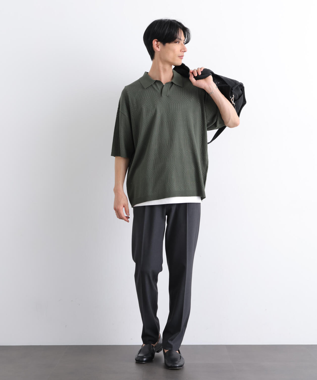 WEB限定/スキッパーテックニットポロシャツ/半袖 6726124219