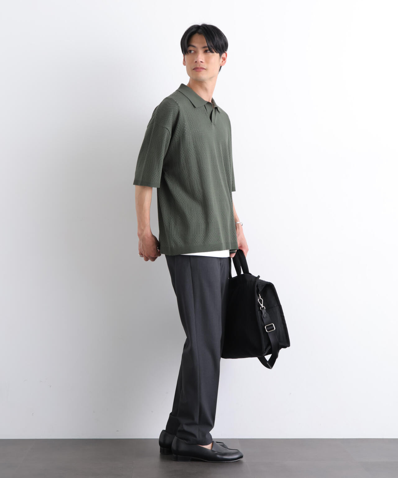 WEB限定/スキッパーテックニットポロシャツ/半袖 6726124219