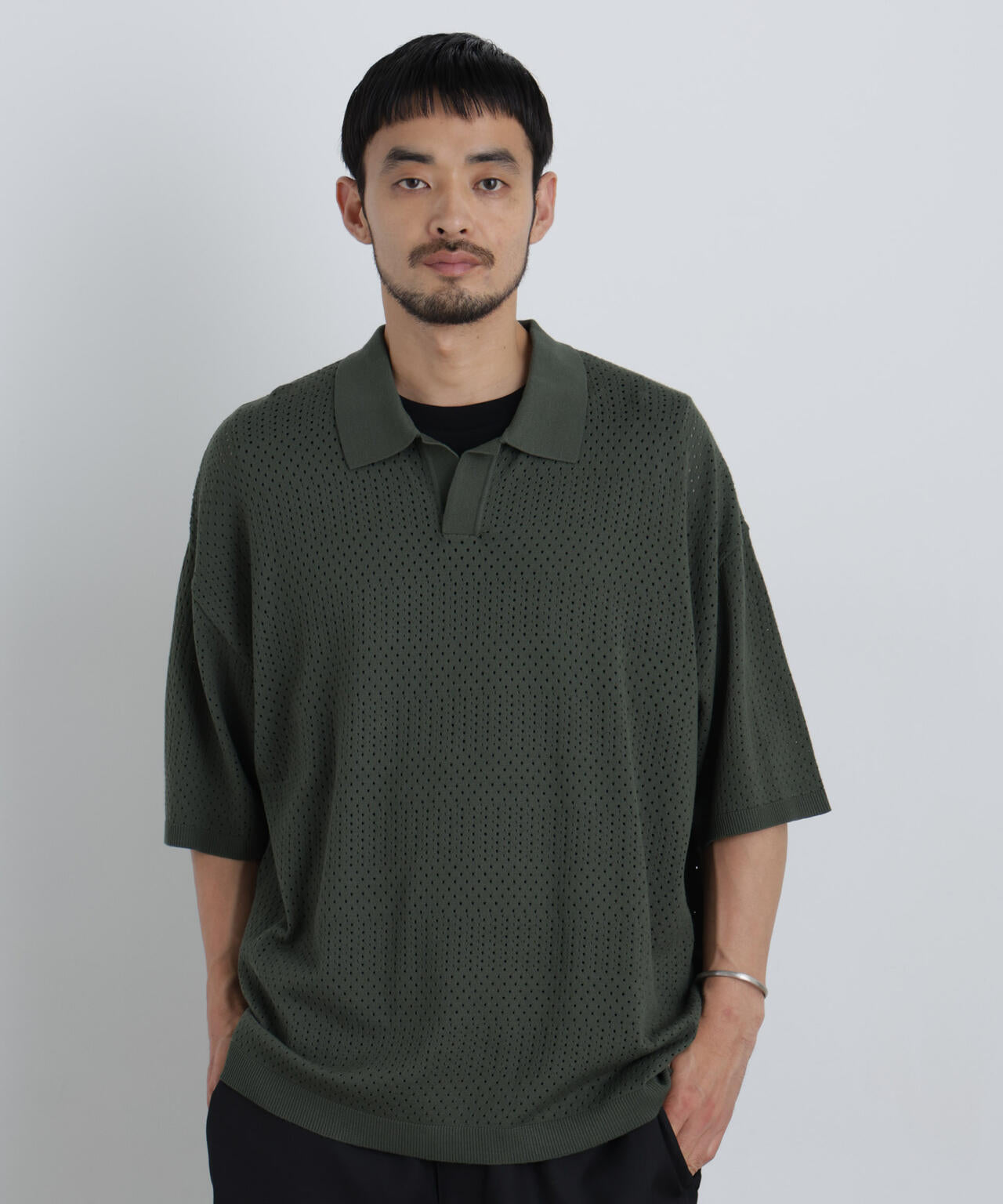 WEB限定/スキッパーテックニットポロシャツ/半袖 6726124219