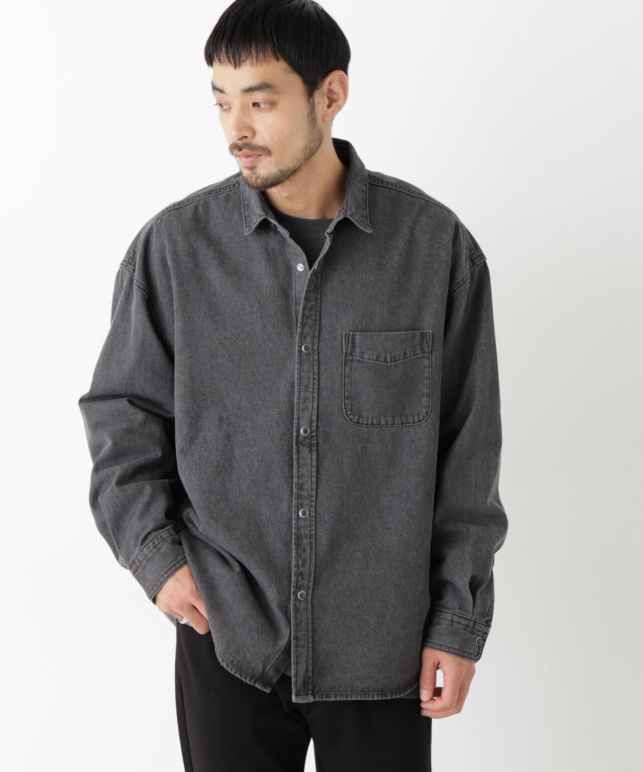 8.5oz ドレープデニムシャツ 長袖 6726220208