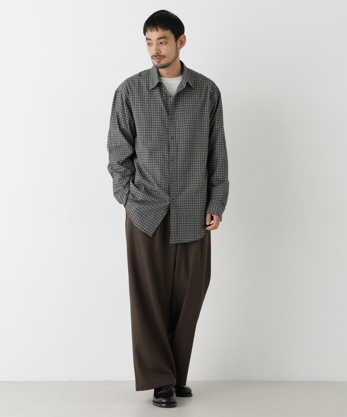 ウインドーチェックシャツ 長袖 6726220218