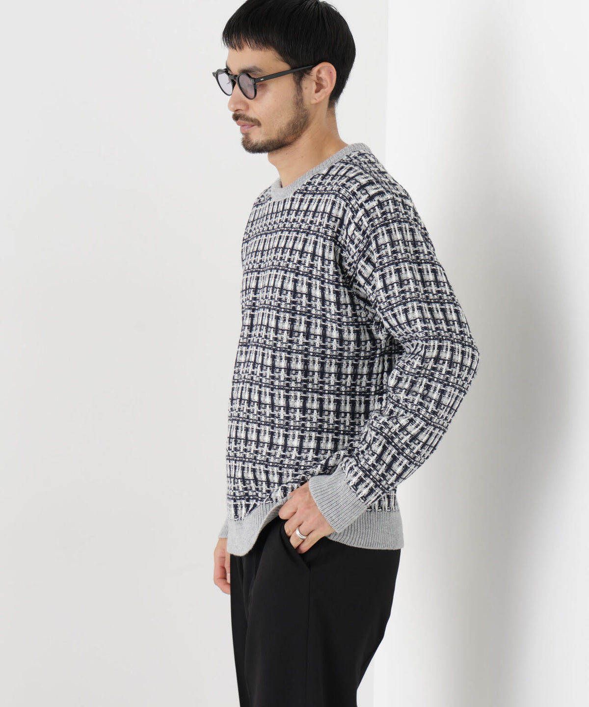マルチカラージャガードニット 長袖 6726222222