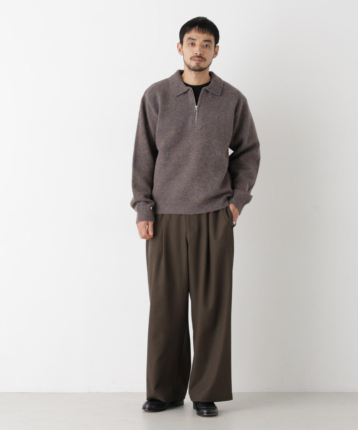 ファンシーヤーンハーフZIPニット 長袖 6726222224