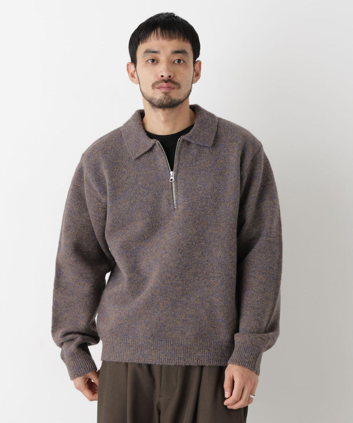 ファンシーヤーンハーフZIPニット 長袖 6726222224