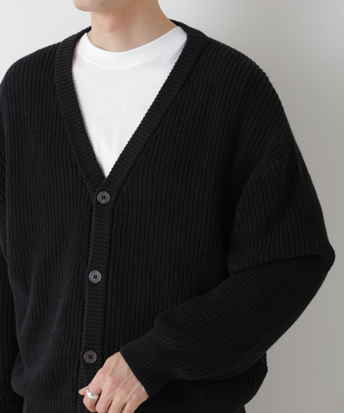 WEB限定/ワイドフィット畔編カーディガン 6726222228