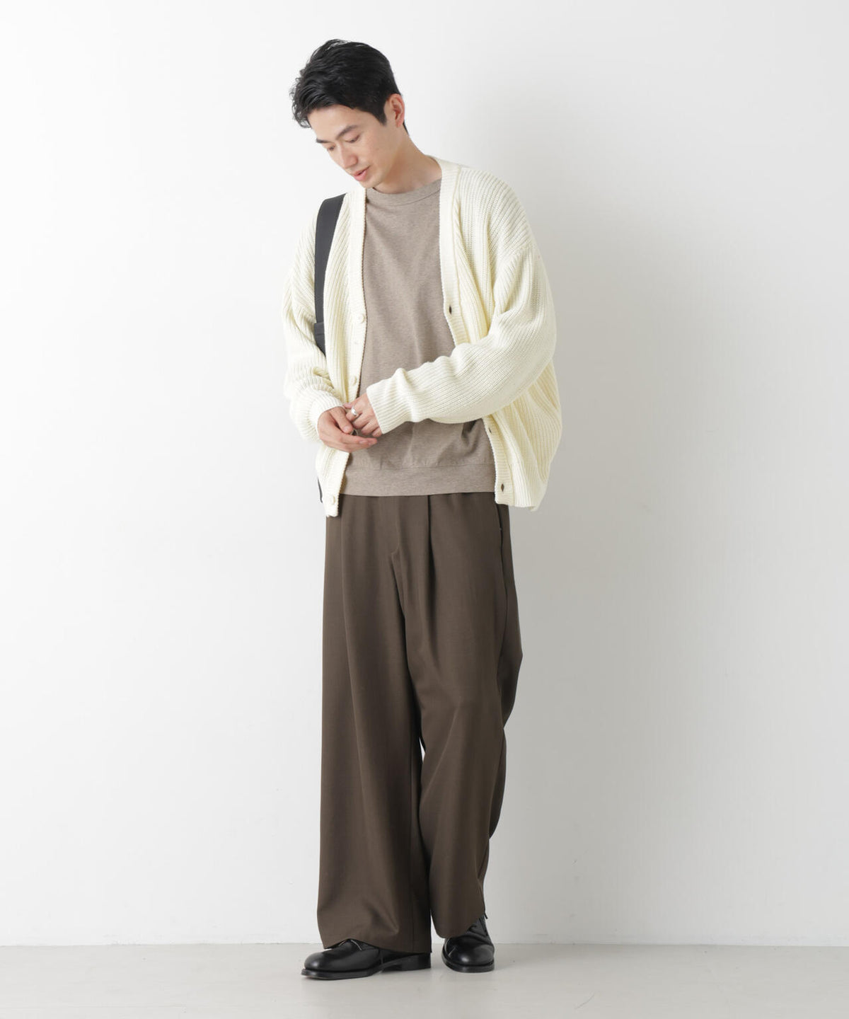 WEB限定/ワイドフィット畔編カーディガン 6726222228