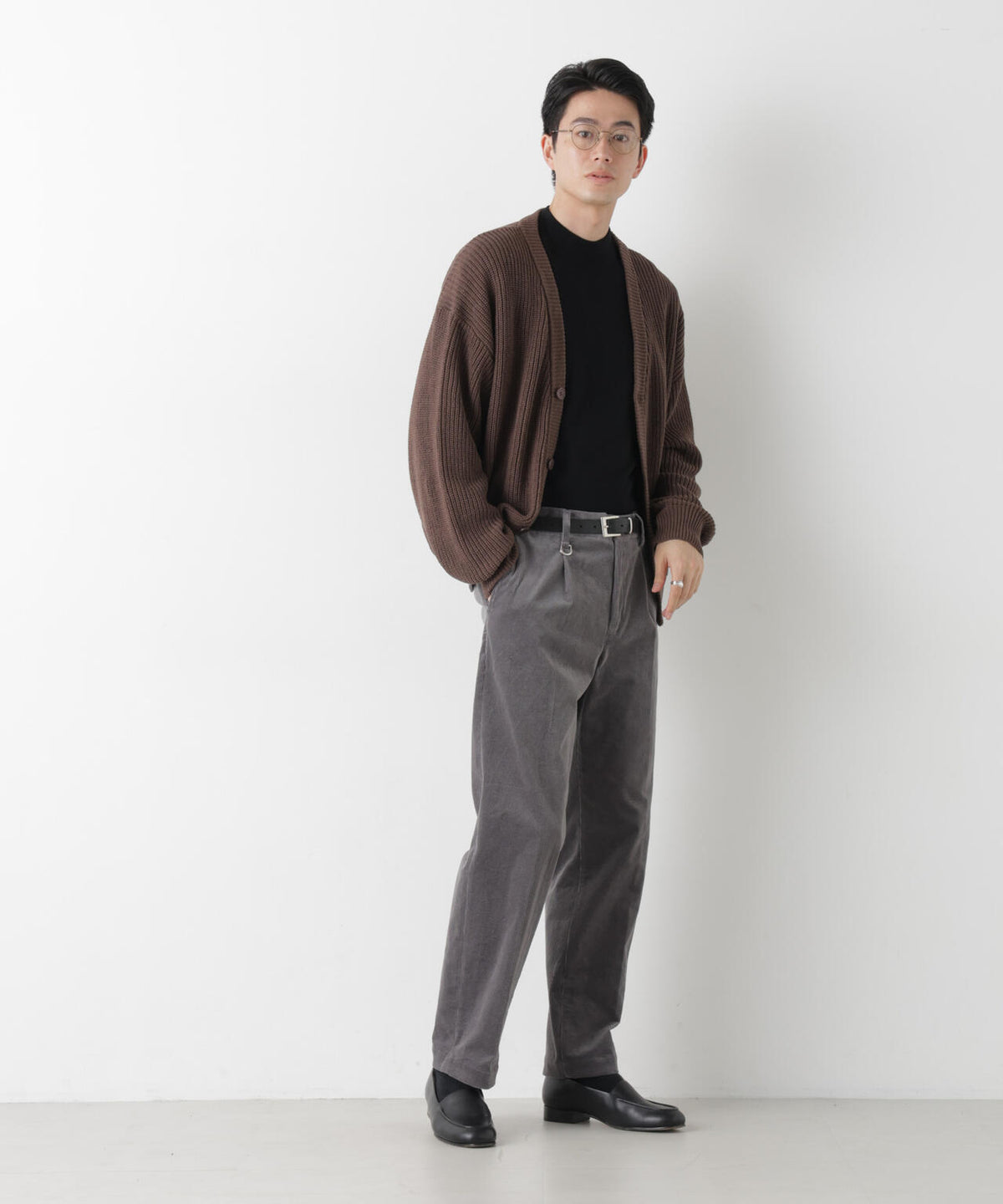 WEB限定/ワイドフィット畔編カーディガン 6726222228