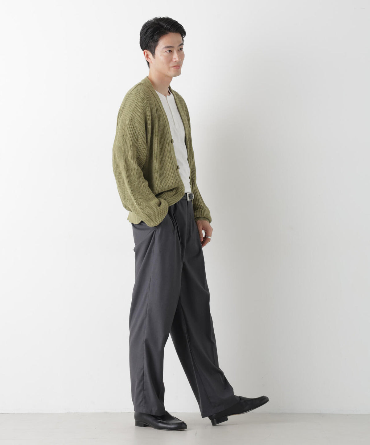 WEB限定/ワイドフィット畔編カーディガン 6726222228