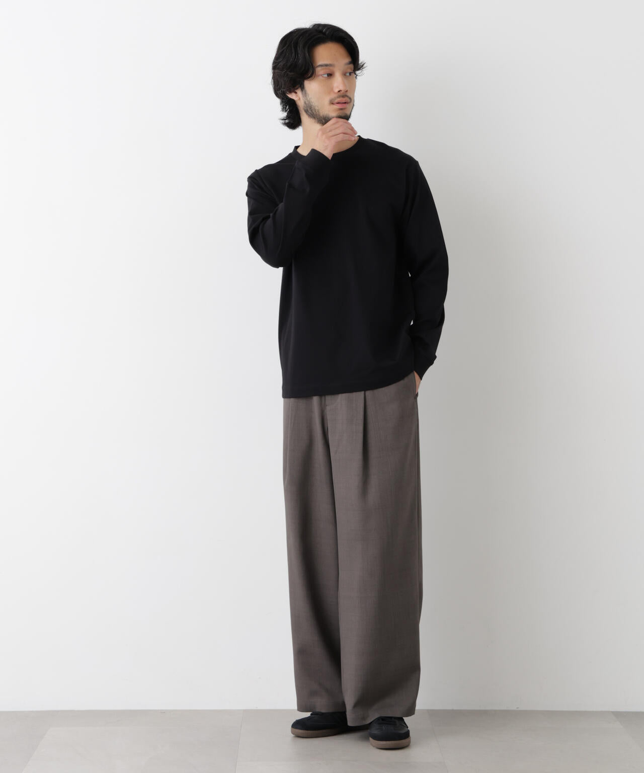 アンチスメルクルーネックTシャツ 長袖 6726223205