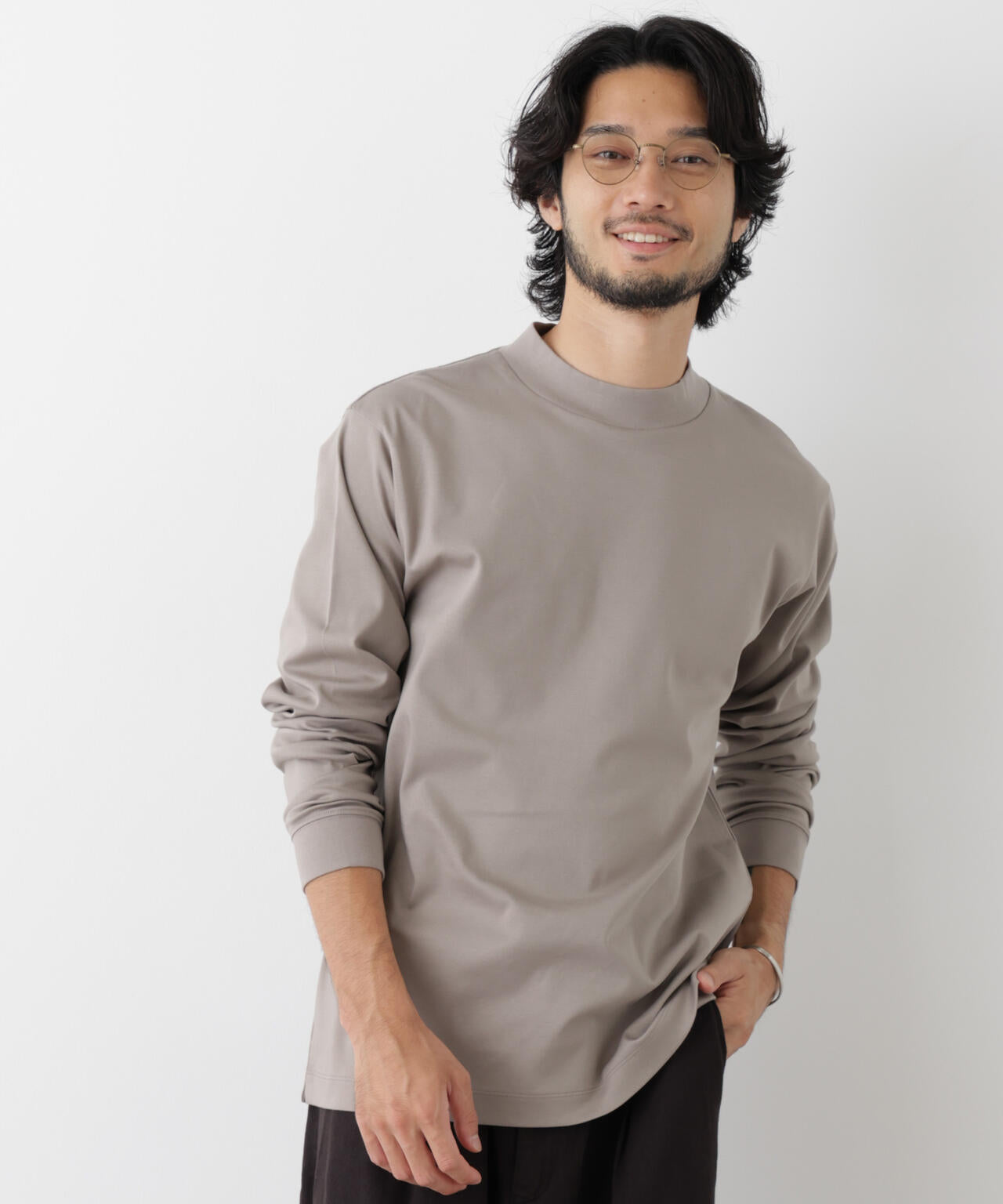 アンチスメルモックネックTシャツ 長袖 6726223206