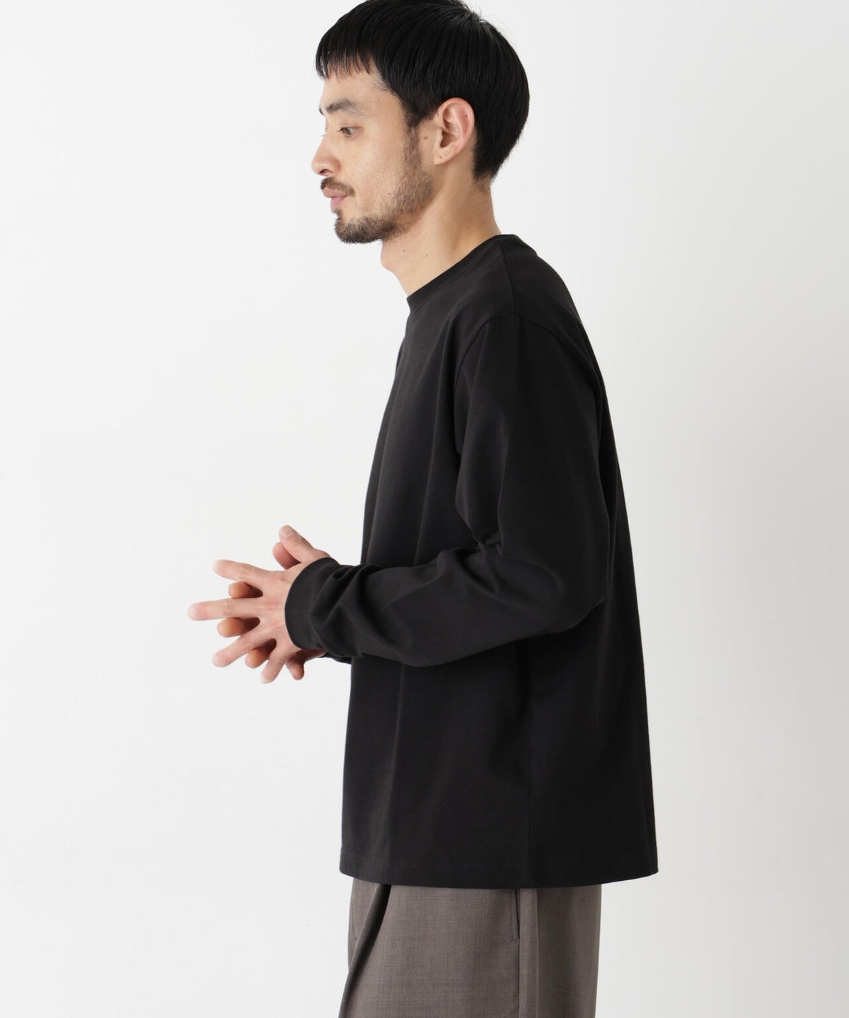 WEB限定/度詰めプレーティングクロップドTシャツ長袖 6726223213