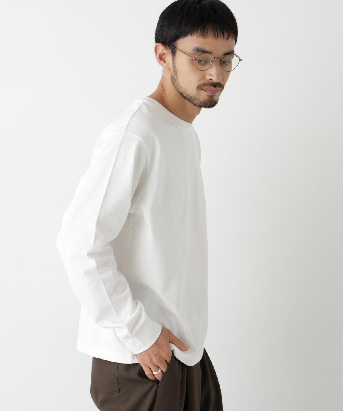 WEB限定/度詰めプレーティングクロップドTシャツ長袖 6726223213