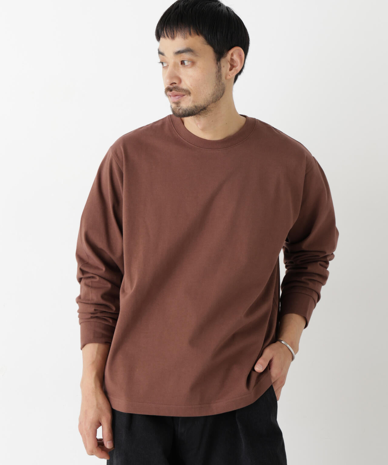 WEB限定/度詰めプレーティングクロップドTシャツ長袖 6726223213