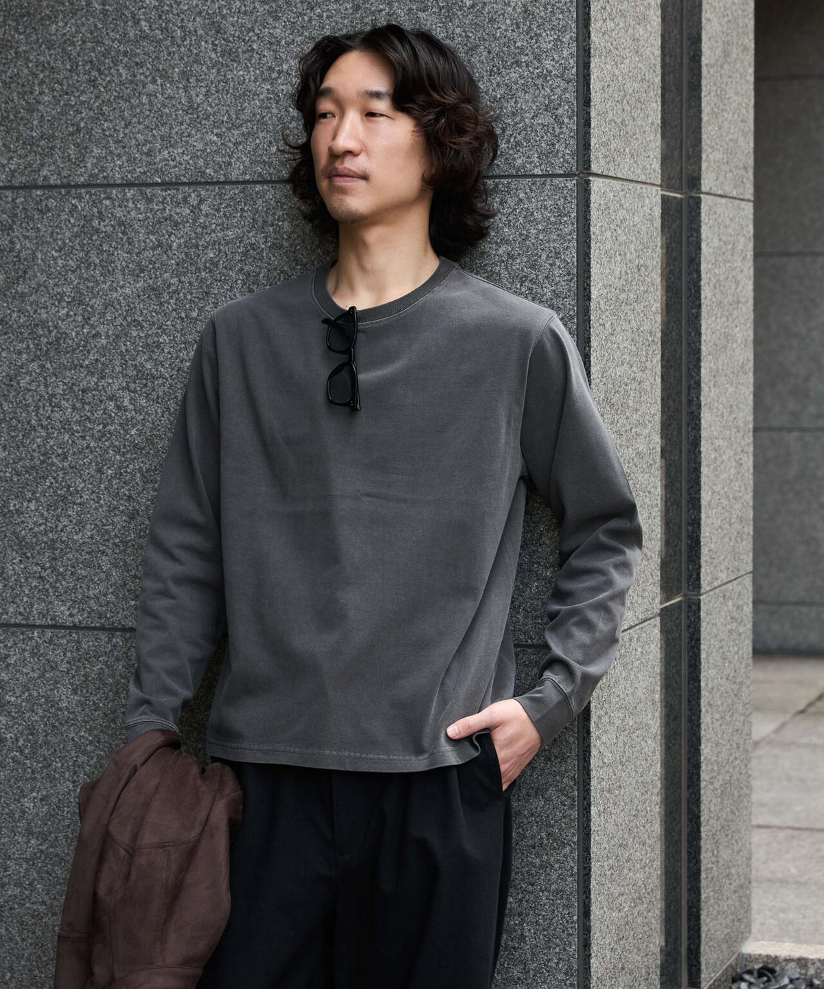 WEB限定/度詰めプレーティングフェードカラークロップドTシャツ長袖 6726223214
