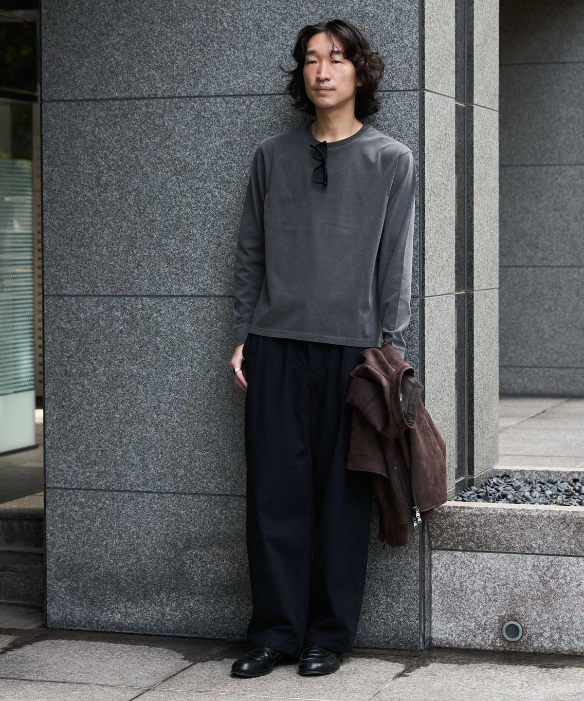 WEB限定/度詰めプレーティングフェードカラークロップドTシャツ長袖 6726223214