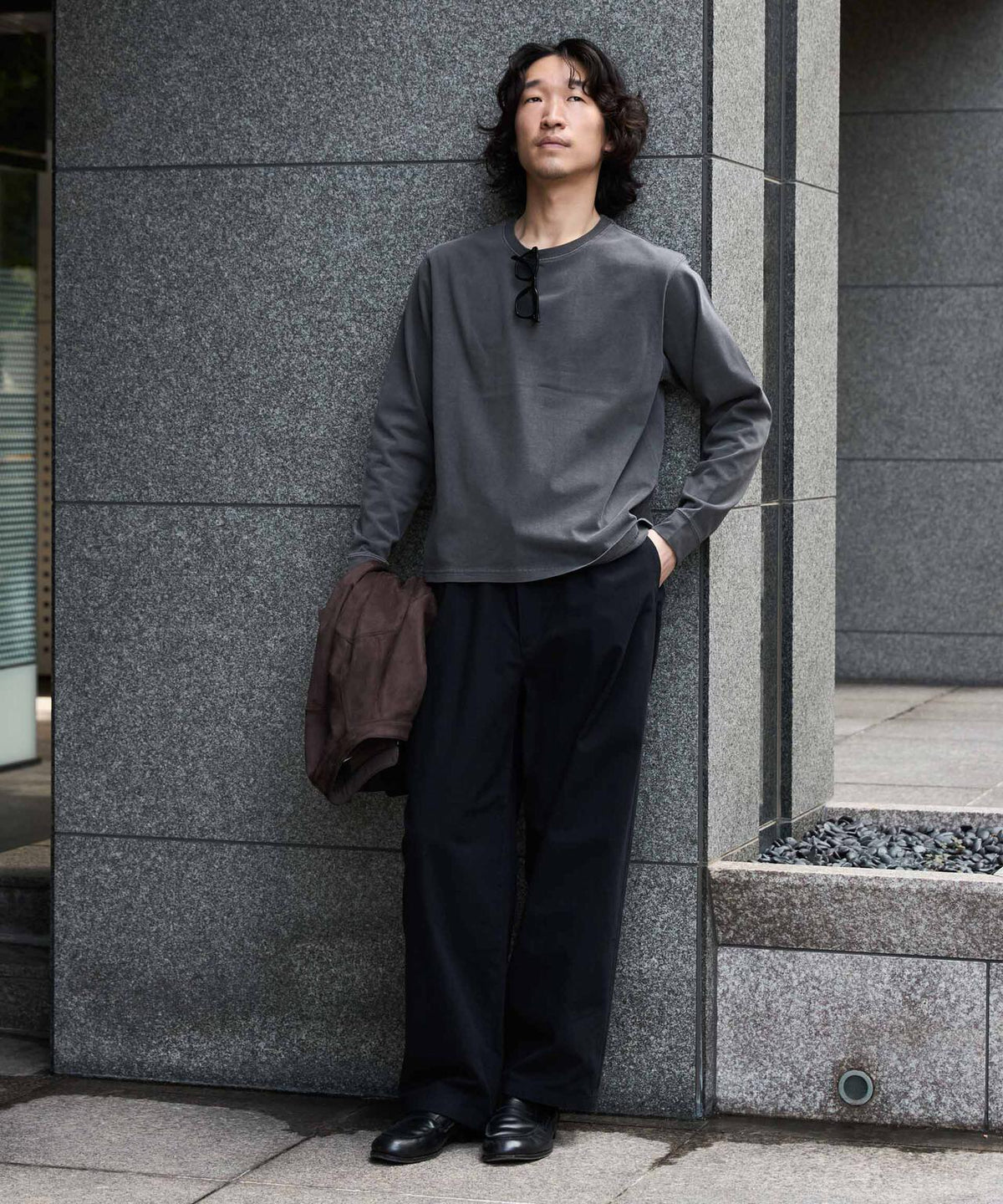 WEB限定/度詰めプレーティングフェードカラークロップドTシャツ長袖 6726223214