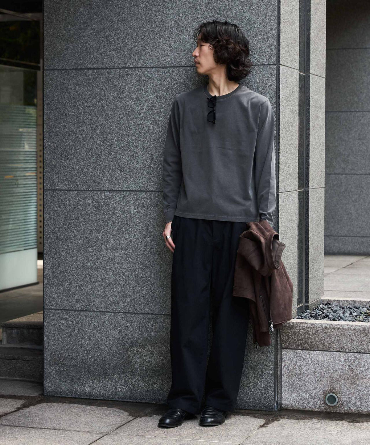 WEB限定/度詰めプレーティングフェードカラークロップドTシャツ長袖 6726223214