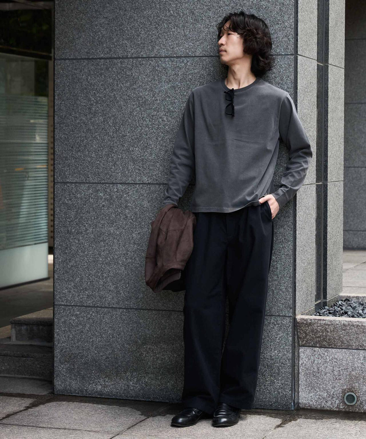 WEB限定/度詰めプレーティングフェードカラークロップドTシャツ長袖 6726223214