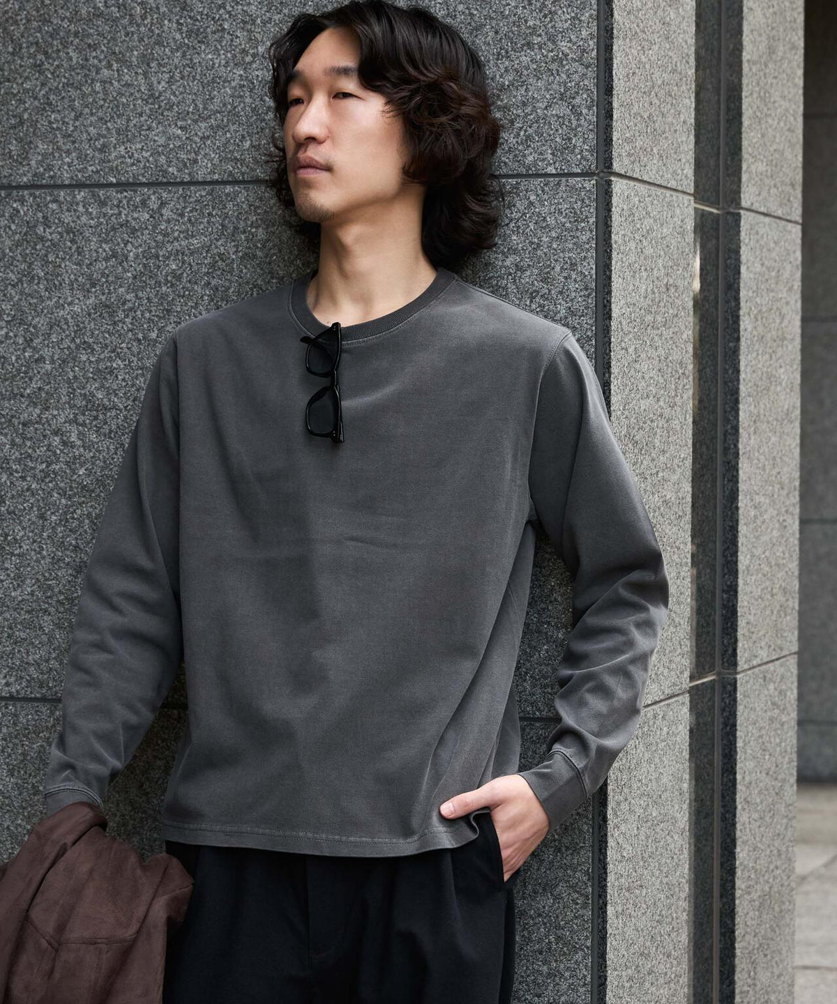 WEB限定/度詰めプレーティングフェードカラークロップドTシャツ長袖 6726223214