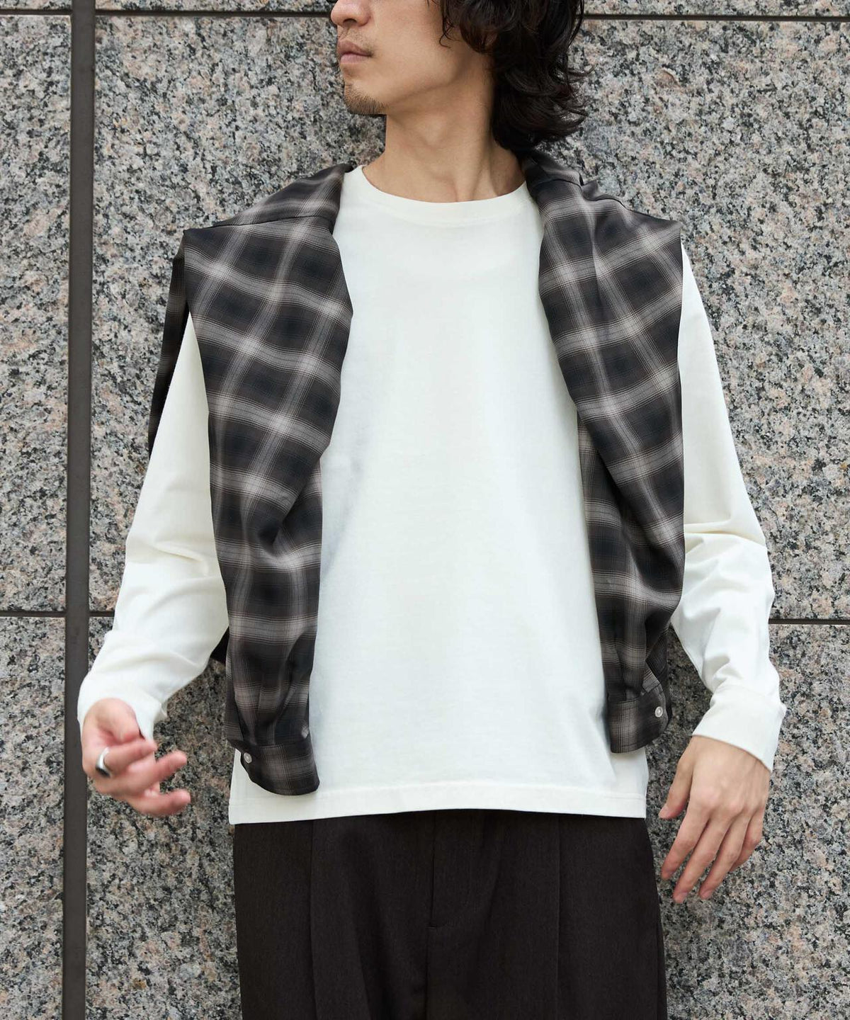 WEB限定/度詰めプレーティングフェードカラークロップドTシャツ長袖 6726223214