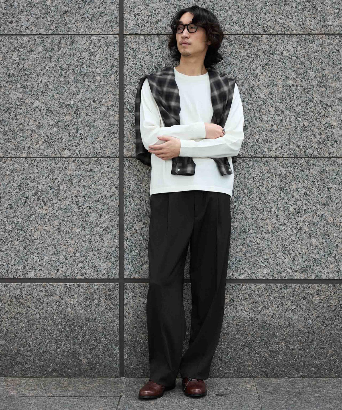 WEB限定/度詰めプレーティングフェードカラークロップドTシャツ長袖 6726223214