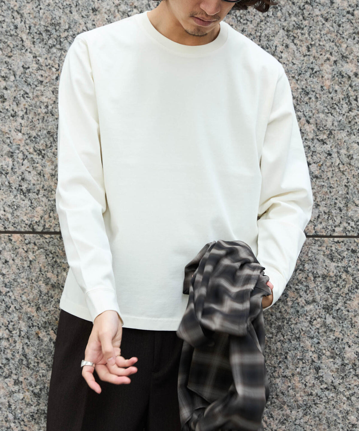 WEB限定/度詰めプレーティングフェードカラークロップドTシャツ長袖 6726223214