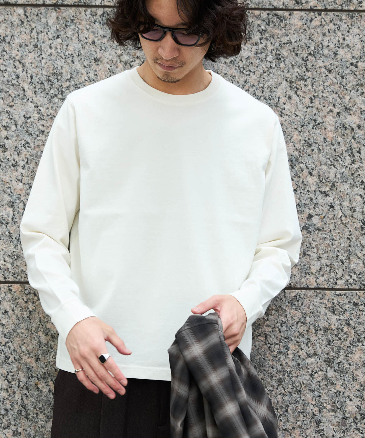 WEB限定/度詰めプレーティングフェードカラークロップドTシャツ長袖 6726223214