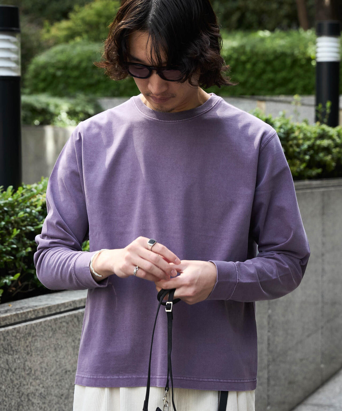 WEB限定/度詰めプレーティングフェードカラークロップドTシャツ長袖 6726223214