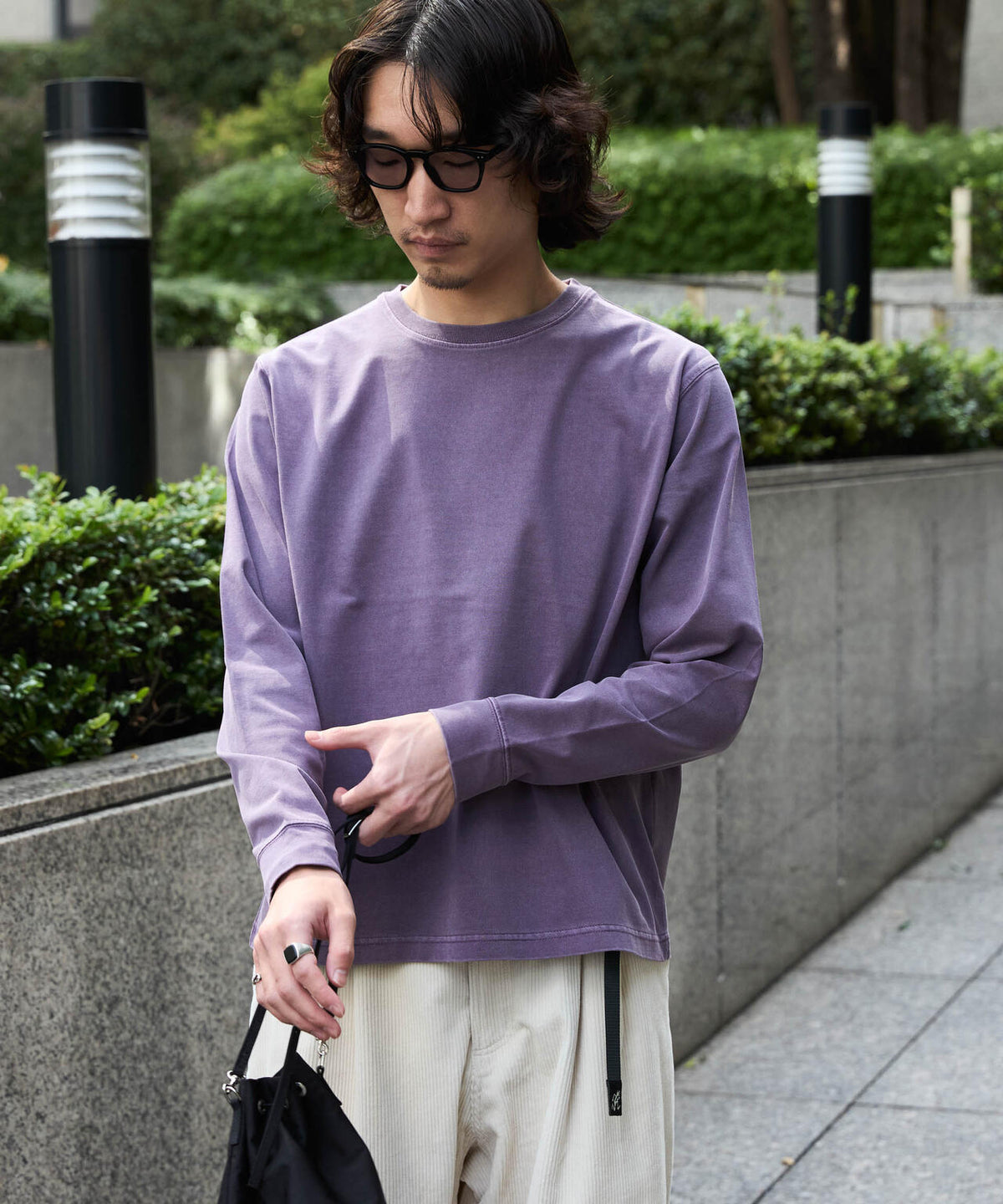 WEB限定/度詰めプレーティングフェードカラークロップドTシャツ長袖 6726223214