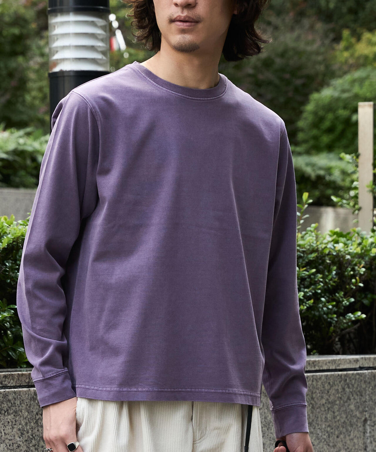WEB限定/度詰めプレーティングフェードカラークロップドTシャツ長袖 6726223214