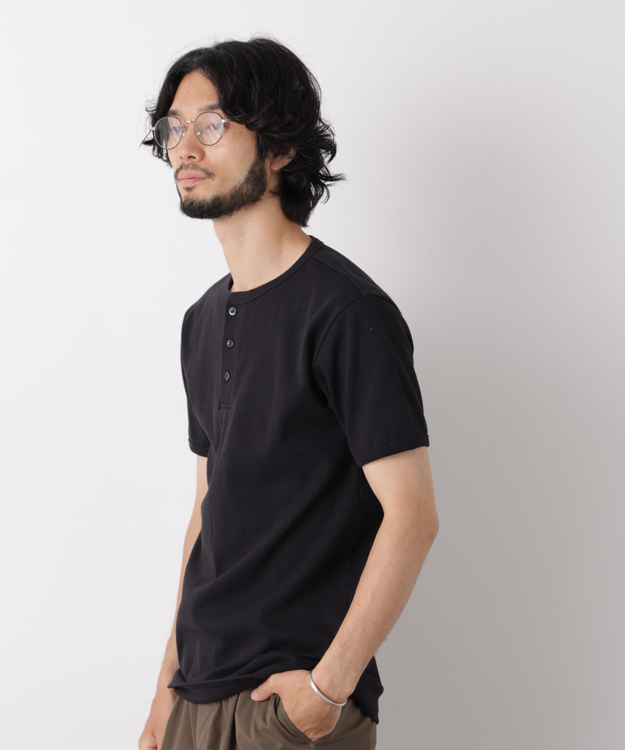 リブフライスヘンリーTシャツ 半袖 6726224203