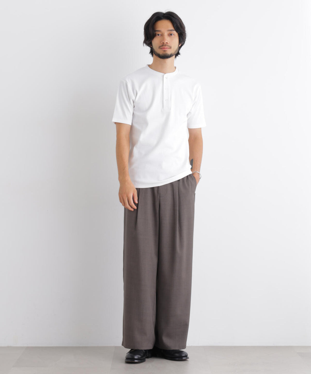 コンパクトヘンリーネックTシャツ 半袖 6726224231