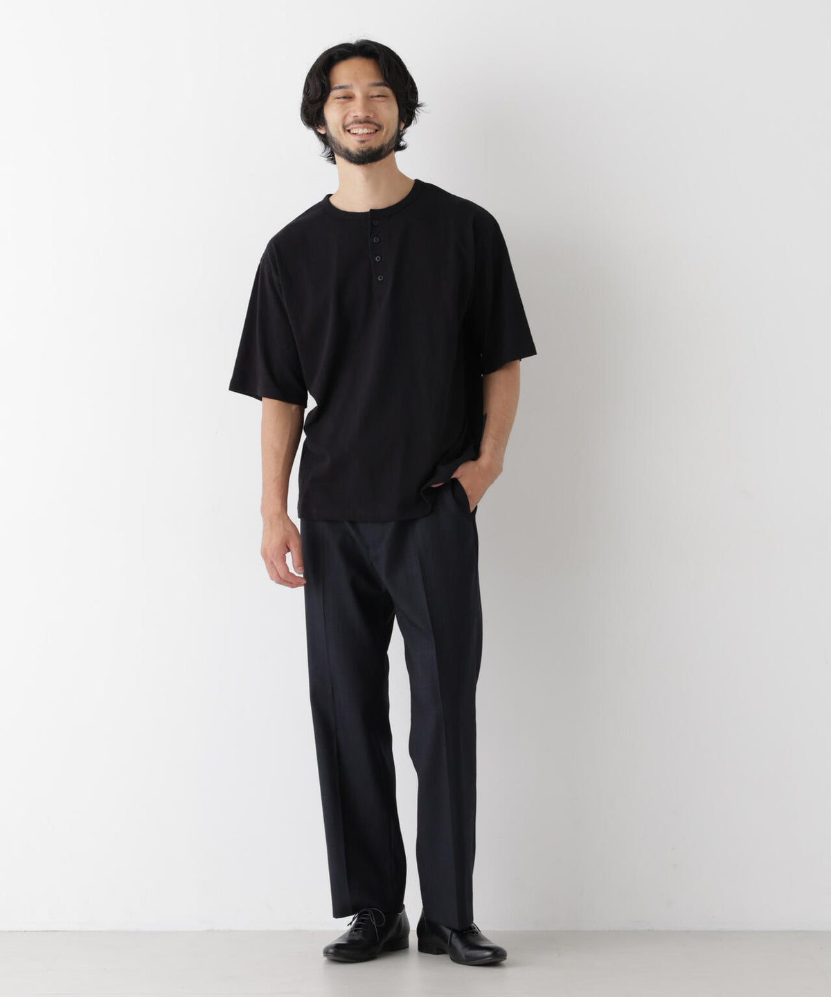 スラブヘンリーワイドTシャツ 半袖 6726224233