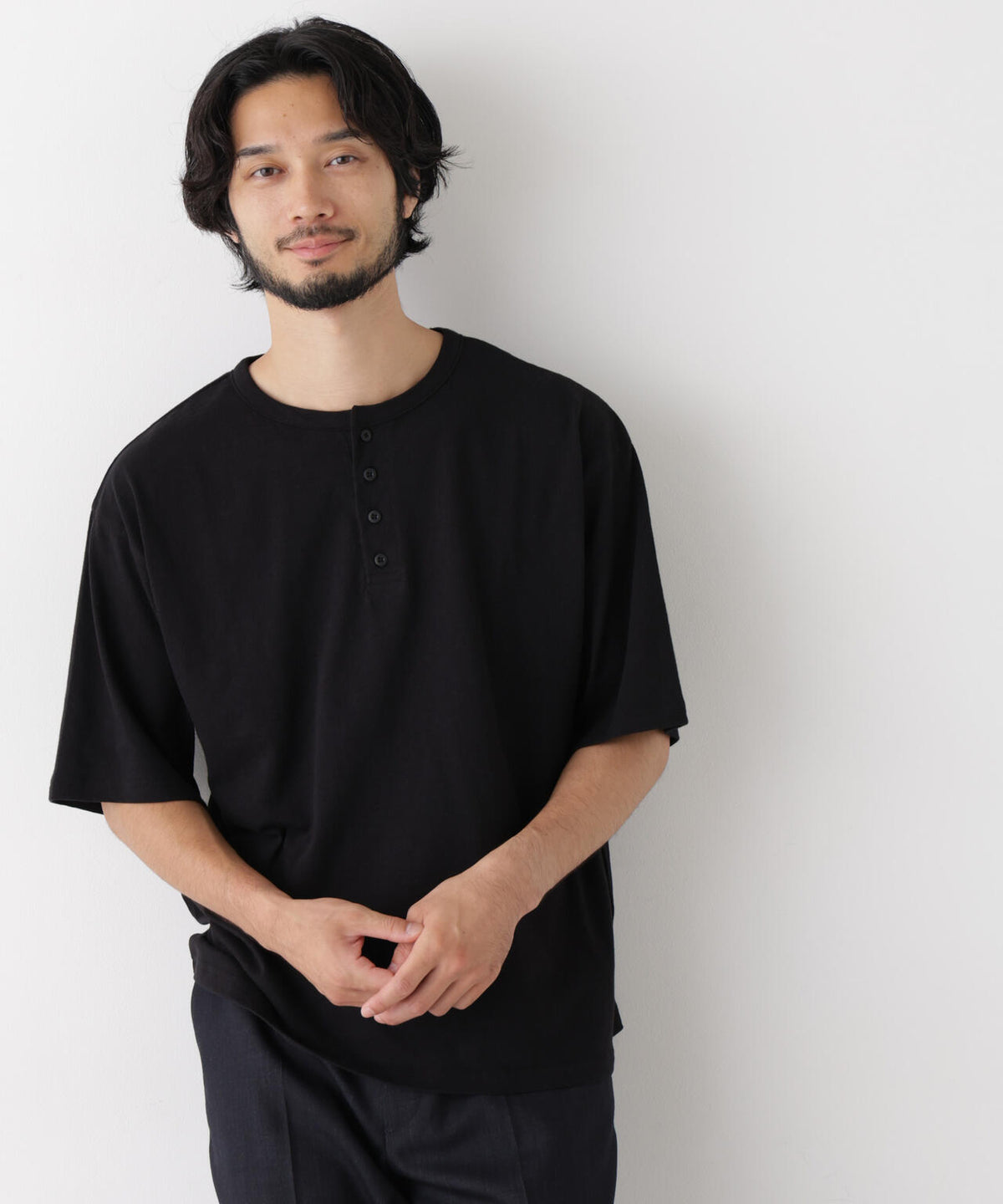 スラブヘンリーワイドTシャツ 半袖 6726224233