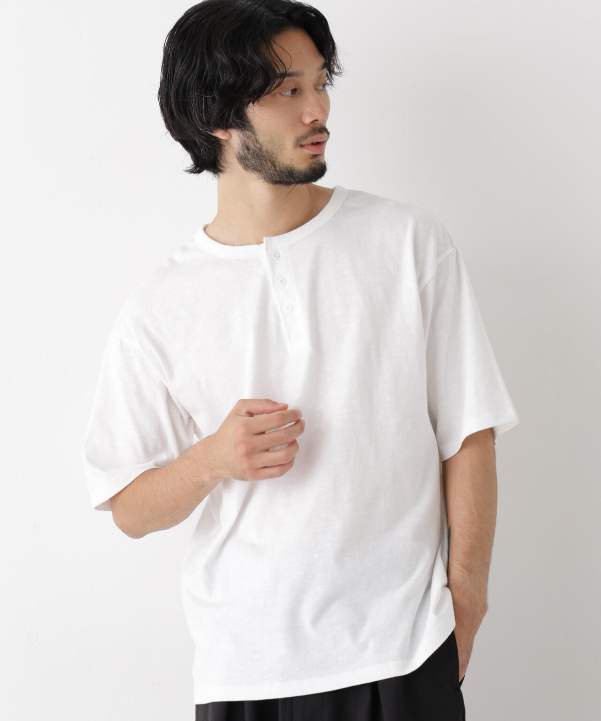 スラブヘンリーワイドTシャツ 半袖 6726224233