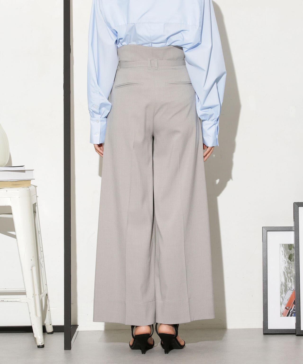 ベルト付きハイウエストワイドパンツ 6733227304